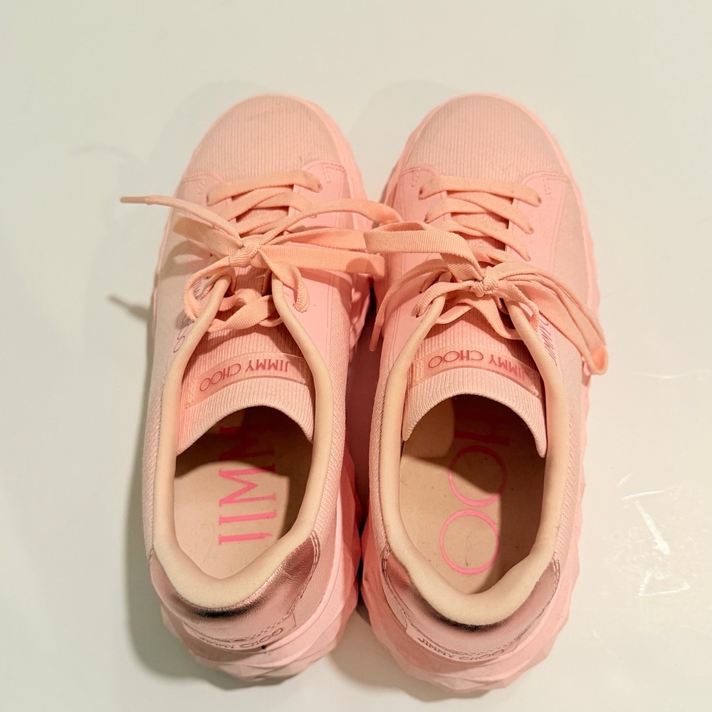 Iconic Jimmy Choo Blush Pink Platform Sneakers Size 7.5 - Picture 13 of 16